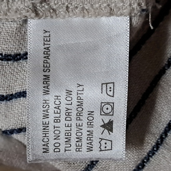 Orvis 100% Linen Ankle/Crop Capri High Rise Navy Beige Stripped w/Pockets Size L - Picture 7 of 8